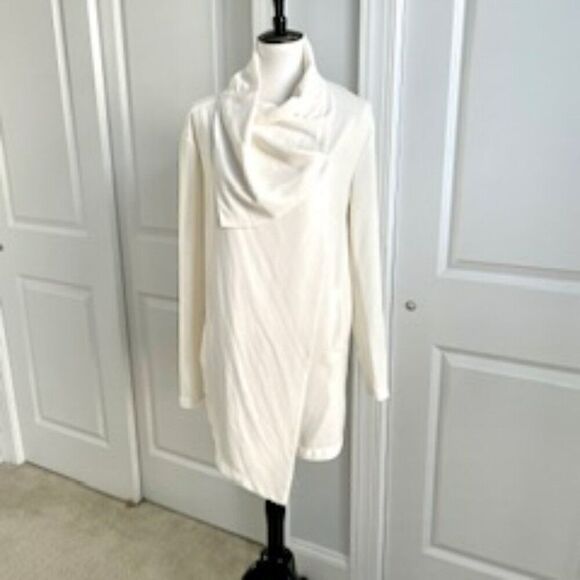 Bobeau Off White Wrap Dress Coat Sweater Top Large - Picture 2 of 5
